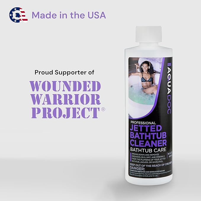 AquaDoc Jetted Bathtub Cleaner - Bathtub Jet Cleaner & Spa Cleaner Chemical - Fast Acting Jetted Tub Cleaner - Recommended Jet Tub Cleaner for Bathtub and Spa Cleaner for Hot Tub