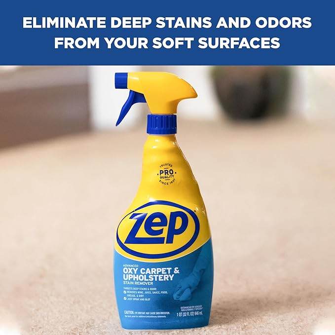 Zep Commercial Advanced Oxy Carpet & Upholstery Stain Remover, 12-1 Qt. Bottles, Bleach-free, Color Safe, Eliminates Tough Stains And Odors (ZUOXSR32)