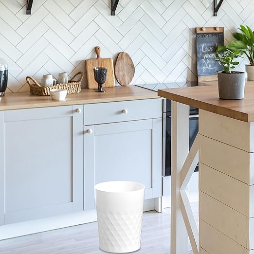 JiatuA 3 Pack Small Trash Can with Trash Bags Bathroom Garbage Bin Round Plastic Waste Basket for Kitchen, Bedroom, Office, College Dorm, Craft Room, White