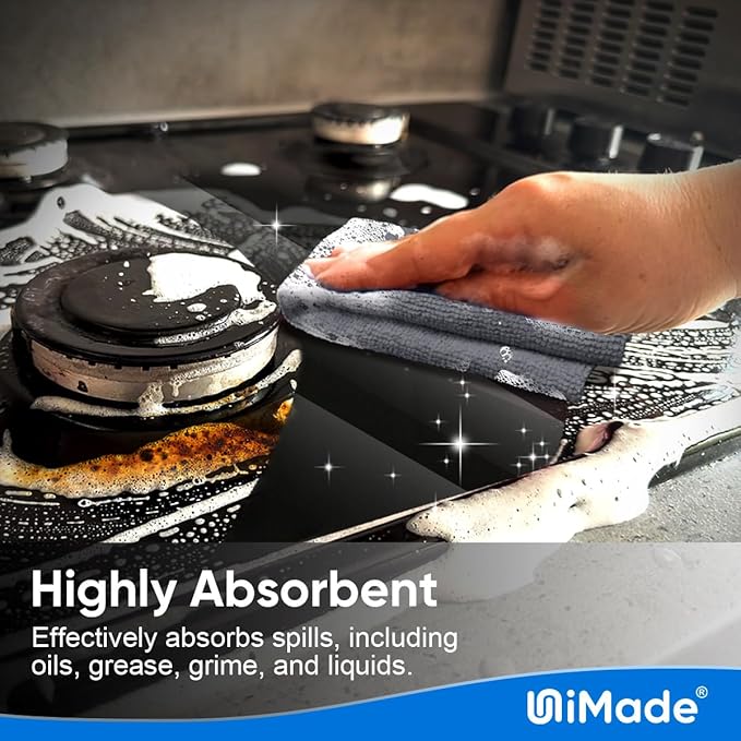 Microfiber Cleaning Cloth, 10 Pack Reusable Microfiber Towels for Cars Lint Free Cleaning Shop Towel Rags for Home Kitchen Automotive Bar Mechanic Restaurant Garage, 11.5"x 11.5", Grey