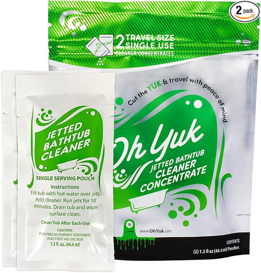 Oh Yuk Jetted Bathtub Cleaner Concentrate - 2 Single-Use Travel Pouches