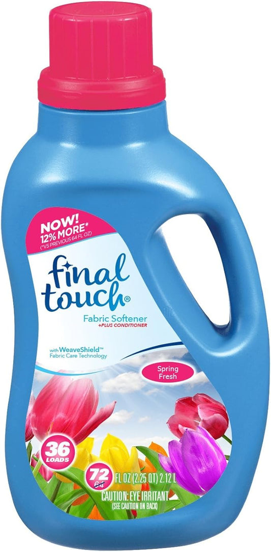 Spring Fresh Liquid Fabric Softener with WeaveShield Fabric Care Technology by Final Touch | Softens & Freshens Laundry | Works in All Standard & HE Washing Machines | 72 oz