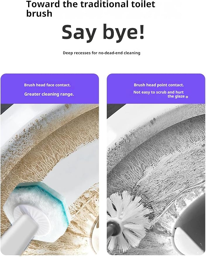 Disposable toilet brush head refills, with purple cleaning agent lavender fragrance, 50 pieces (Jasmine)