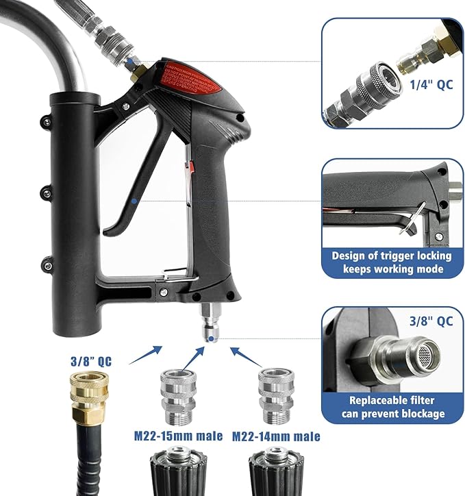 JANZ 30'' Pressure Washer Surface Cleaner with 4 Wheels,Dual Handle,Stainless Steel Housing, 2 Hose Adapters and 4 Replacement Nozzle Cores,Ideal for Driveways, Sidewalks,Patios,Decks Cleaning