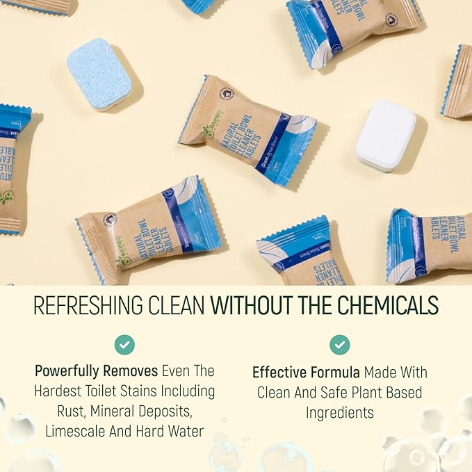 Natural Toilet Bowl Cleaning Tablets - Eco Friendly Products & Cleaning Supplies Bathroom Cleaner Refill Tablet Pack Of 12/24/48 Tabs (24)