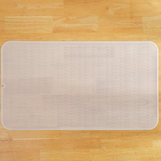 Silicone Dish Drying Mat for Multiple Usage,Easy clean,Eco-friendly,Heat-resistant Silicone Mat for Kitchen Counter or Sink,Refrigerator or Drawer Liner Translucent 4XL 32 inches x 18 inches
