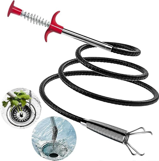 Drain Snake 116Inch, Unclog Drain Tool for Bathroom Sink, Shower, Bathtub, Car & Tight Spaces,Flexible Sink Snake Drain Cleaner Tool Set, Sink Declogger, Hair Puller from Drain