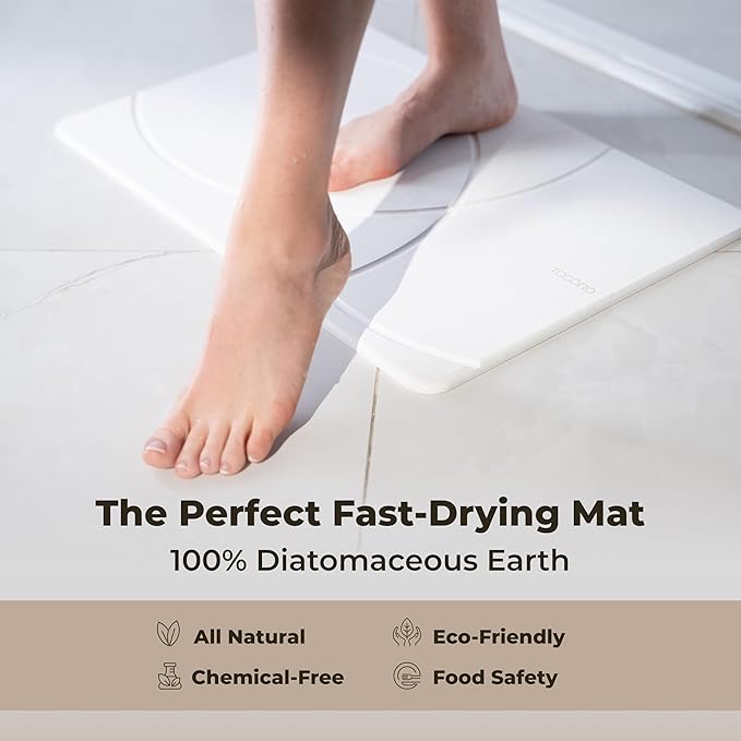 Stone Bath Mat, Diatomaceous Earth Non-Slip Stone Shower Mat - Quick Drying Absorbent Bath Mats for Bathroom - Elegant & Modern Design, Easy to Clean (23.5 x 15) - Sandstone