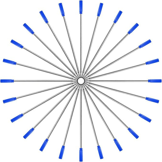 HeTaoCat Red Ink Refill Pack of 5, Replaceable Ballpoint Pen Refills, Medium Point Metal Refil (Blue)