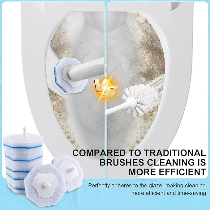 Upgraded 60pcs Toilet Wand Refills fits Clorox Toilet Wand, Thickened Cleaning Layer, Won’t Fall Apart, Disposable Bathroom Cleaning Scrub Pads with Fresh Scent, for Home & Commercial Use