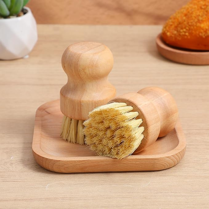 12 Packs Bamboo Scrub Brush for Dishes, 2 Pcs Natural Dish Brush with Sisal Bristles, Wooden Dish Scrubber for Pots, Pans & Vegetables, Eco-Friendly Kitchen Cleaning Tools