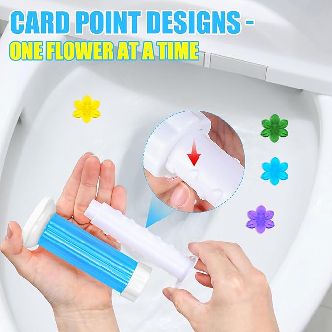 8 Pack Toilet Gel Stamp, 96 Stamps 8 Kinds Of Scent Toilet Bowl Cleaner Gel, Long-Lasting Flowers Shaped Bathroom Freshener, Keeps Toilet Fresh Fragrant and Clean