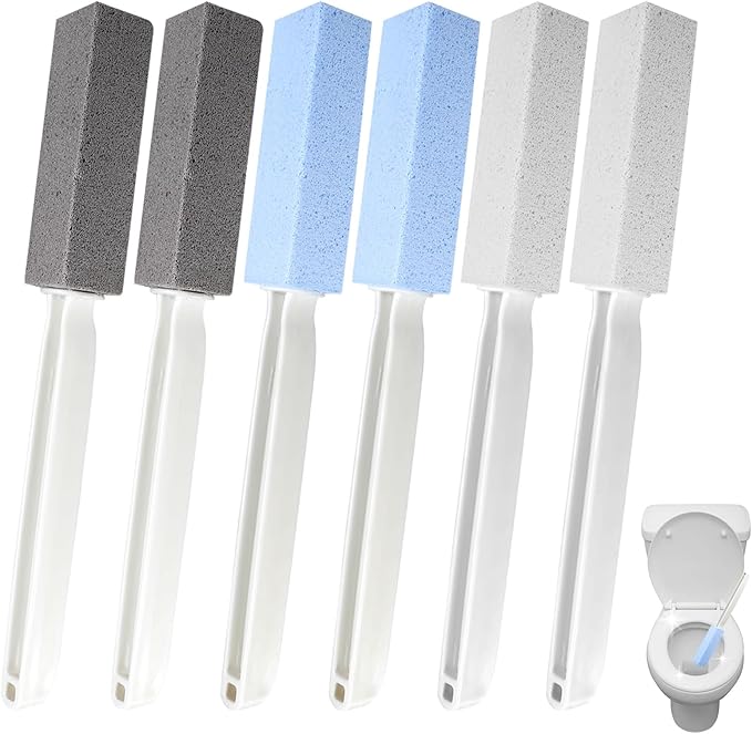 Pumice Stone 6 Packs Long Handle Toilet Bowl Cleaner Eco Friendly Toilet Stain Remover Scouring Sticks for Kitchen Bath Pool Grills Cleaning