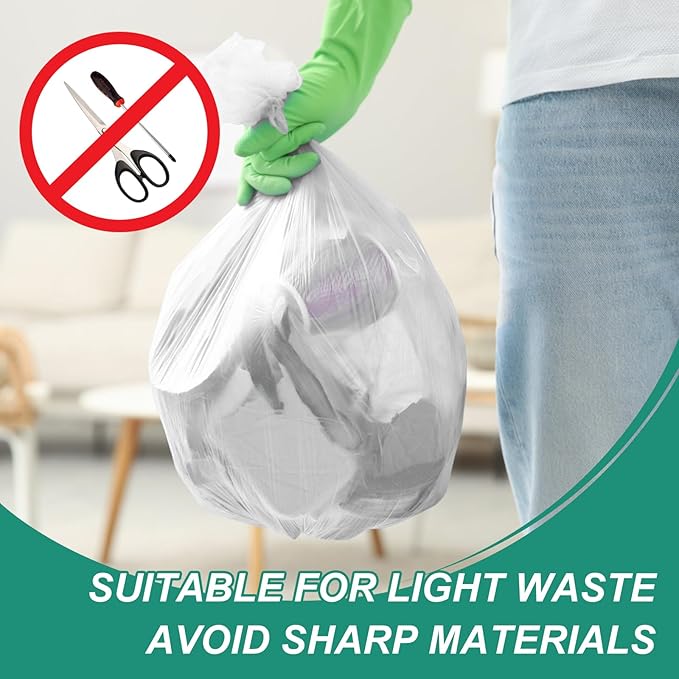 Magesh 4 Gallon Trash Bag Strong, Leakage-Free, Small Garbage Bags Unscented Thick for Bathroom, Office, Kitchen Small Trash Can, 15L, 1000 Bags, Clear