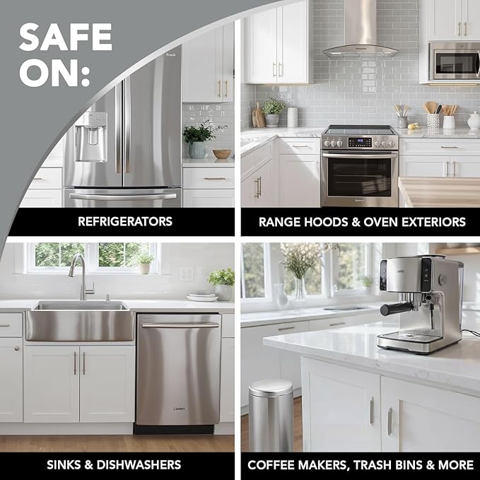 Weiman Stainless Steel Cleaner and Polish - Protects Appliances from Fingerprints and Leaves a Streak-Free Shine for Refrigerator, Dishwasher, Oven & Grill, Cleaning Supplies, Microfiber Cloth