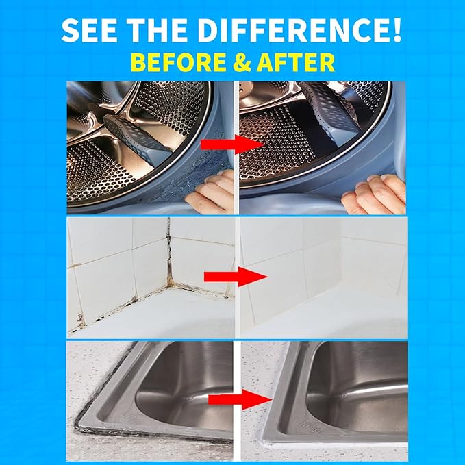 Home Stain Remover Gel – Stubborn Stain Cleaner No Harsh Scrubbing Required (Front Loader Washing Machine Seal Washing Machine Seals, Sinks & Tiles | No-Slip Formula | 5H Penetration)