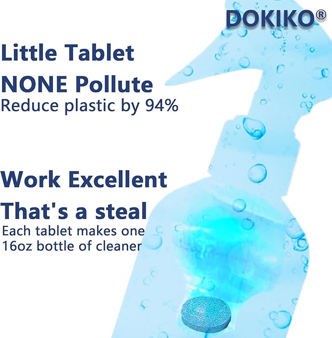 100 PCS Glass Cleaner Refill,Glass Clean Tablets, Window Clean Refill Tablets, 100 Concentrated Dissolvable,1 Pack Makes 100 * 16 fl oz Spray Effective cleaning