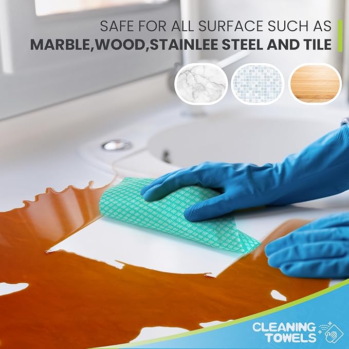 Tioncy 300 Pcs Disposable Dish Cloths for Kitchen Disposable Cleaning Cloth and Towels Handy Cleaning Wipes Disposable Rags for Kitchen and Office(Green)