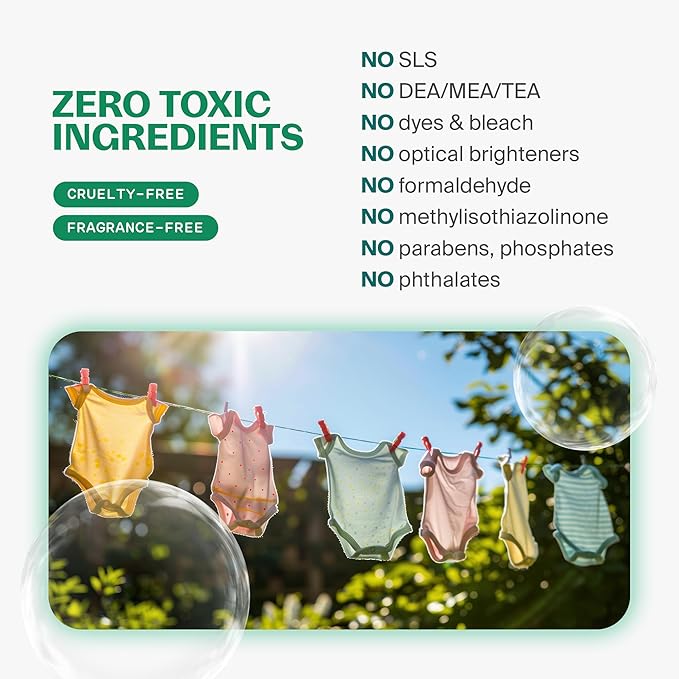 Fuwa3e All Free And Clear Laundry Detergent, Natural Pineapple Enzyme - 67.6oz 80 Loads - Non Toxic, Eco Friendly, Plant Based for Sensitive Skin, Baby Laundry Liquid, Handwash, HE Compatible