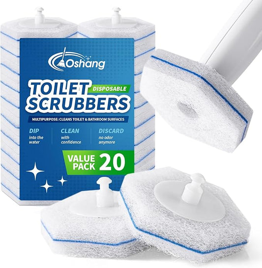 oshang Toilet Cleaner Refills, Toilet Refill Pads, Disposable Toilet Brush Heads for Toilet and Bathroom Cleaning, Compatible with Clorox Toilet Brush (20 Count)