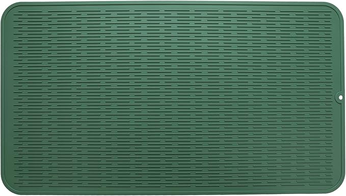 Silicone Dish Drying Mat for Multiple Usage,Easy clean,Eco-friendly,Heat-resistant Silicone Mat for Kitchen Counter or Sink,Refrigerator or Drawer Liner Green 4XL 32 inches x 18 inches