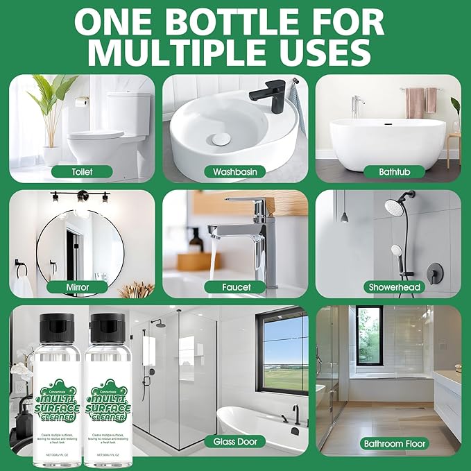 JAOJAO Bath Cleaner, Bathroom Tub Cleaner Powerful and Multifunctional Cleaning Gentle and Safe Formula Protecting Family Health Widely Applicable for Bathtub Shower Sink Kitchen, 30ml*2