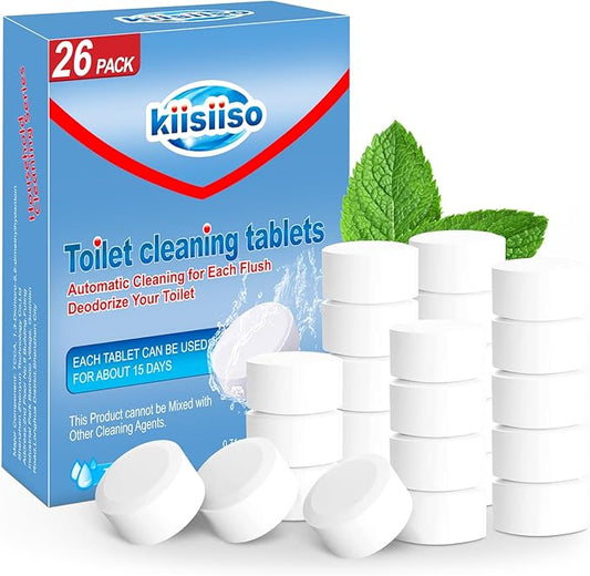 KIISIISO Toilet Bowl Cleaners 26 PACK, Automatic Toilet Bowl Cleaner Tablets for Deodorizing & Descaling, Long-Lasting Cleaning Tablets for Toilet Tank Against Tough Stains