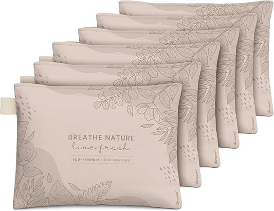 Roonin Activated-charcoal Odor Absorber - Closet Deodorizer - Activated Charcoal Bags - Closet Freshener Odor Eliminator - Musty Smell Eliminator - Air Purifying Bag (6-pack)