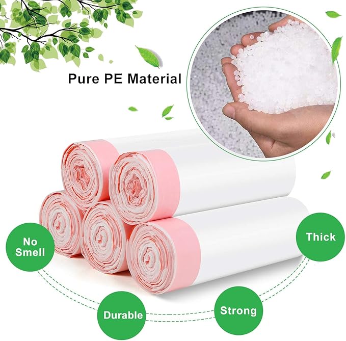 1.2 Gallon Small Trash Bags Drawstring - White Mini Garbage Bags (Fit 1-1.3 Gallon) 5 Liter 60 Count Unscented Strong Plastic Tiny Little Waste Basket Liners for Kitchen Car Office Magesh