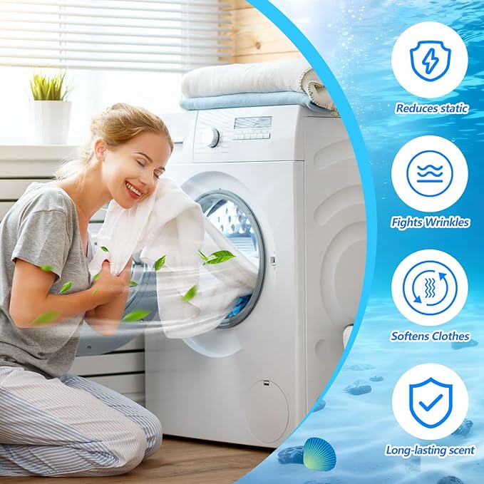 600 Count Dryer Sheets Bulk Fabric Softener Sea Salt Scent Dryer Sheets Naturally Softens and Removes Static Cling, Ideal for Large Households, Sensitive Skin