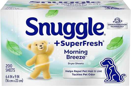Snuggle Plus SuperFresh Fabric Softener Dryer Sheets with Static Control and Odor Eliminating Technology, Original, 200 Count