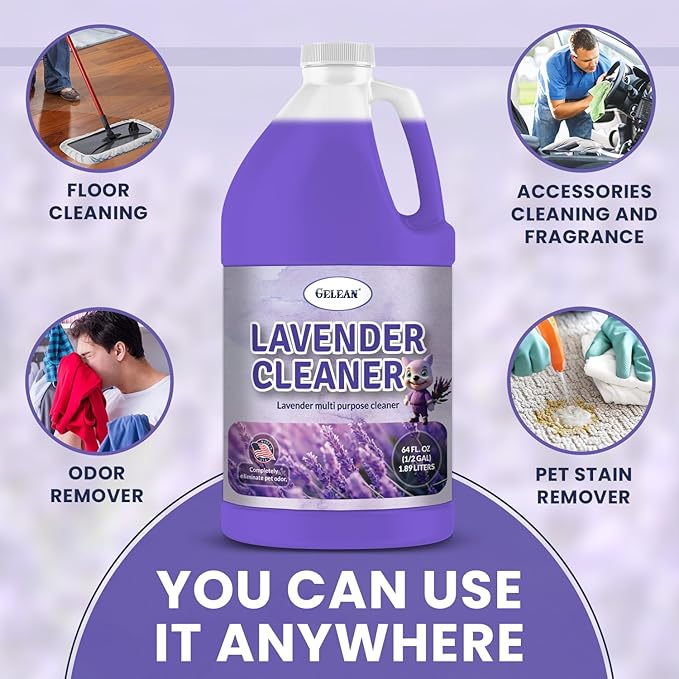 Multi Purpose Cleaner Pet Odor eliminator 64oz - Concentrate MAKES 32 GALLON - MADE IN USA- pH Neutral - Strong Floor Cleaner Odor eliminator - Stain Remover Cleaner & Deodorant (64 Fl Oz, Lavender)