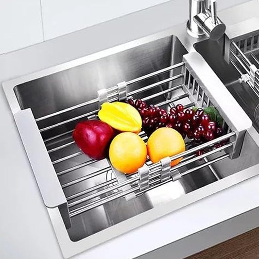 Large Dish Drying Rack - Extendable Dish Rack, Multifunctional Dish Rack for Kitchen Counter, Anti-Rust Dish Drainers with Cutlery and Cup Holders (Grey)