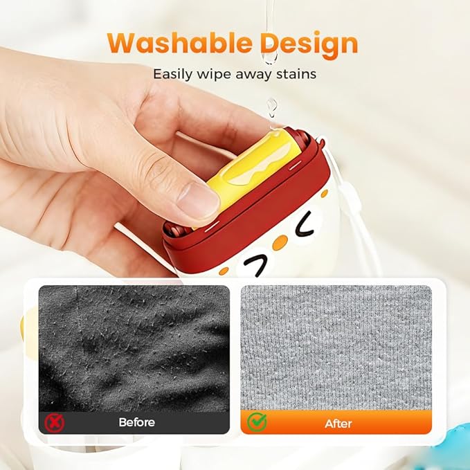 Portable Washable Lint Roller, 2026 New Reusable 2 in 1 Lint Rollers and Fabric Shaver, Mini Lint Roller Pet Hair Remover for Pet Hair and Dust Removal, Lint Remover for Clothes (Red)