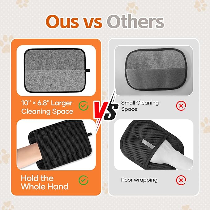 Pet Hair Removal Glove, Reusable Pet Hair Remover Tool with Larger Cleaning Space, Electrostatic Pet Hair Gloves for Couch, Carpet, Clothing, Car Seat