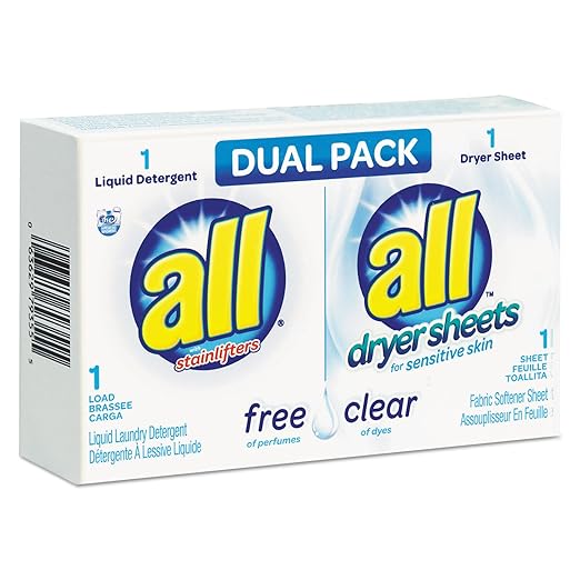 Free Clear HE Liquid Laundry Detergent/Dryer Sheet Dual Vend Pack, 100/Ctn
