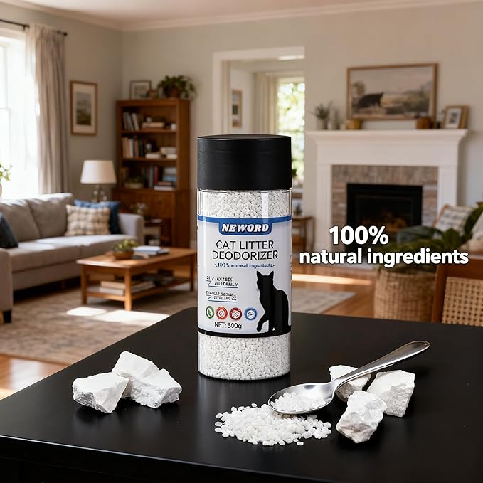 NEWORD Crystals Cat Litter, 0.66 LBS Odor Eliminator for Cat Litter Box, Keep Fresh & Odor-Free, Natural & Safe for Cats, Long-Lasting Odor Control, Extends Litter Life by 2X