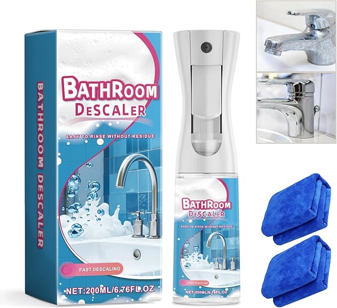 2025 New Bathroom Descaler Foam Cleaner, 6.76 Fl Oz Bathroom Descaler, Stubborn Stains Cleaner, All Purpose Rinse Cleaning Foams Spray for Toilet Bath Shower Glass Sink Cleane (1Pc)