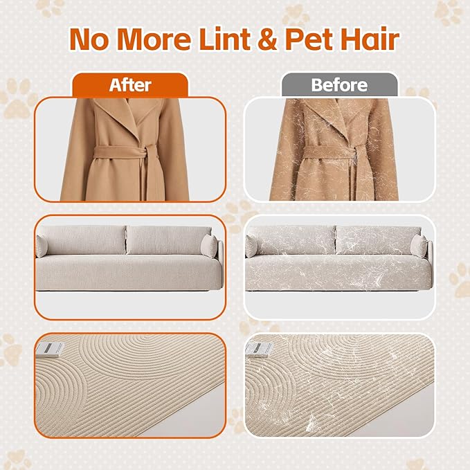 Pet Hair Removal Glove, Reusable Pet Hair Remover Tool with Larger Cleaning Space, Electrostatic Pet Hair Gloves for Couch, Carpet, Clothing, Car Seat