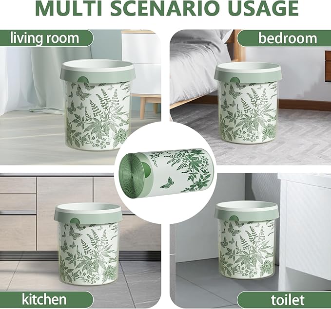 VOK 8 Gallon Trash Bags with Butterfly Printed & Sweet Wormwood Scent, Drawstring Medium Garbage Bags, Tear-Resistant & Fragrant Trash Can Liners, Trash Bags 8 Gallon for Home/Office, 25 Counts