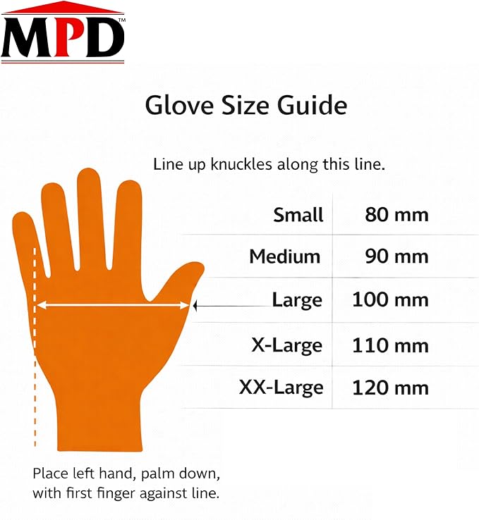 MPD Cobra Guard PRO Orange 8-Mil Nitrile Gloves, Diamond Textured Torque Grip, Heavy-Duty Disposable Work Gloves
