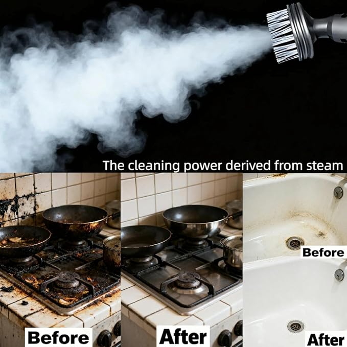 Scrub and Steam Mop with 13 Accessories,Floor Scrubber Spin Mop for Hard Floors Deep Cleaning,Washable Mop Pads for Home,550ml Capacity,Chemical-Free Deep Clean & Sanitize with High Temperature