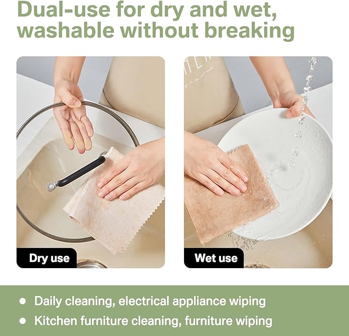 10 Packs of Swedish Dish Cloths for Kitchen Reusable - 100% Biodegradable and Compostable, Food-Grade Safe and Free of Plastic - Dish Rags Suitable for Any Surface (11"*11")