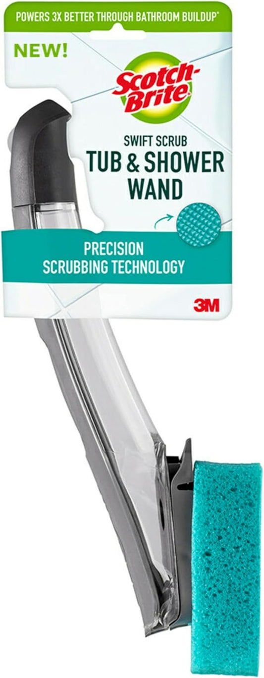 Scotch-Brite Scrub Tub & Shower Wand, Ideal for Bathroom Buildup, Glass Door, Shower and Bath Cleaner, Soap Scum Remover, 1 Wand