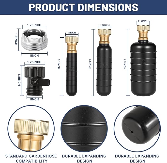 Drain Bladder Kit, Drain Cleaning Bladder with Water Stop Valve Faucet Adapter and 16 3/8ft Garden Hose, Drain Blockage Unclog Kit for Bathroom Drains Kitchen Sinks, For 1 To 6 IN Drain Pipes