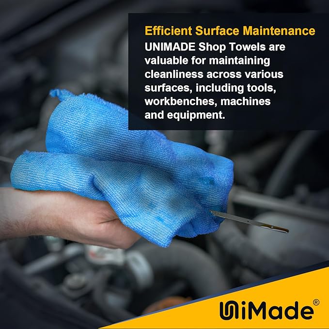 Shop Towels Rags, 150 Pack Reusable Shop Rags Bulk Microfiber Cleaning Cloth Lint Free Cleaning Towels for Car Kitchen Automotive Bar Mechanic Restaurant Garage, 11.5"x 11.5", Blue