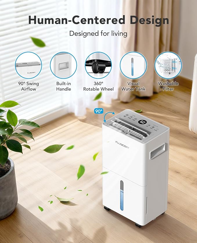 1,500 Sq. Ft Dehumidifier for Basement, 21 Pints Dehumidifiers for Home with Drain Hose, Quiet Operation, Smart Humidity Control, 3 Modes, Auto Defrost, 24H Timer, Portable for Bedroom, RV
