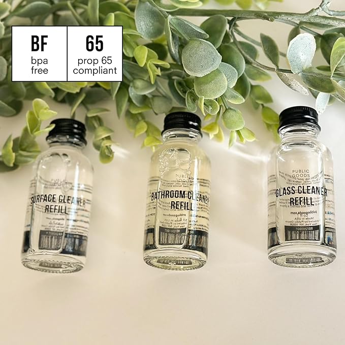 Public Goods Bathroom Cleaner Refill | Refill Concentrate for Toilets, Tile, Showers, Sinks | Cruelty Free, Vegan Friendly | Scented with Lemon Rosemary Essential Oils | 3 Pack - 24 Oz Diluted