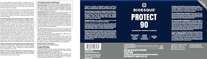 Bioesque Protect 90, Heavy Duty Bacteriostatic, Fungistatic, Algaestatic Formula, Effective Against Mold, Mildew, Algae, & Odor Causing Bacteria, 32 Fluid Ounce (Pack of 1)