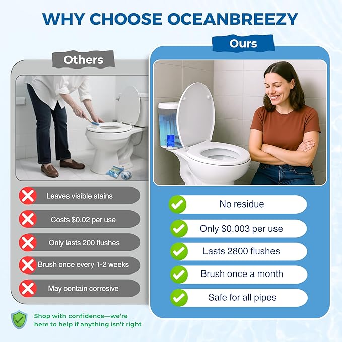 Toilet Bowl Cleaners 3 Bottles | Automatic Long-Lasting Blue Toilet Cleaner Tablets, Septic Safe Toilet Bowl Tablets in Bottles | Larger capacity | Prevent Stain Buil（2800 Flushes Each）